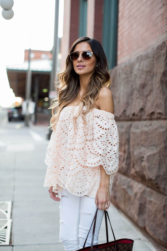 mia mia mine in a lace off shoulder top from shopbop