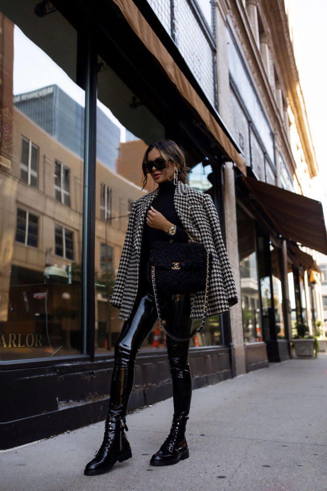 Leather Pants with Tall Boots  Leather leggings fashion, Fall