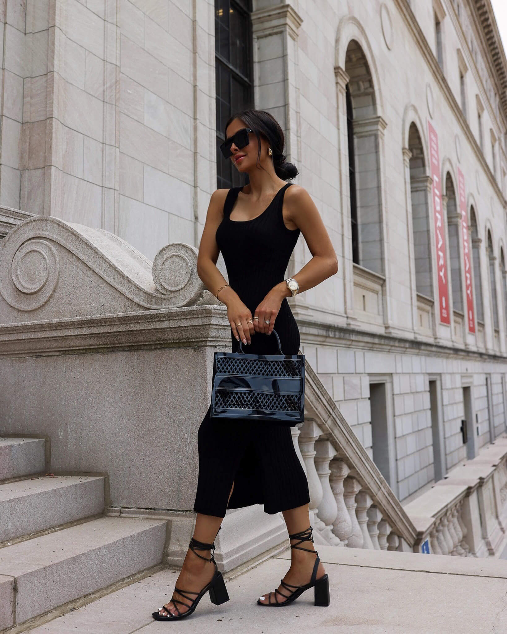 black strappy wedges outfit
