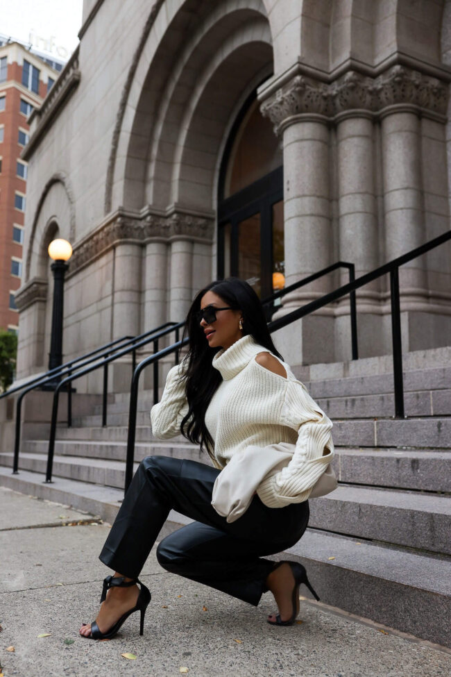 Chunky Sweater and Leather Leggings - Mia Mia Mine
