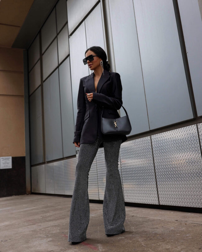 fashion blogger mia mia mine wearing sequin pants from saks