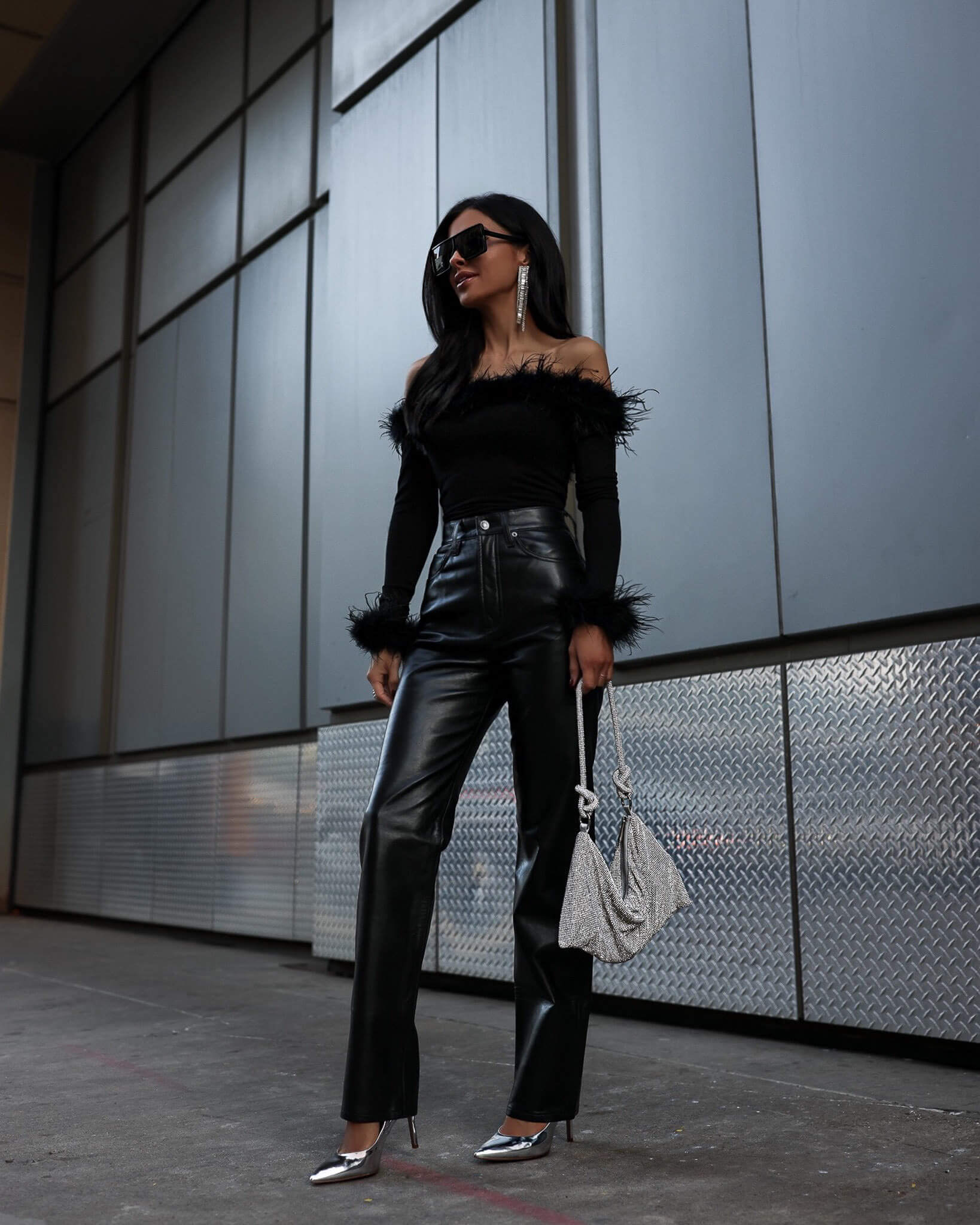 AGOLDE Leather Blend Black Straight Leg Pants — BLOGGER ARMOIRE
