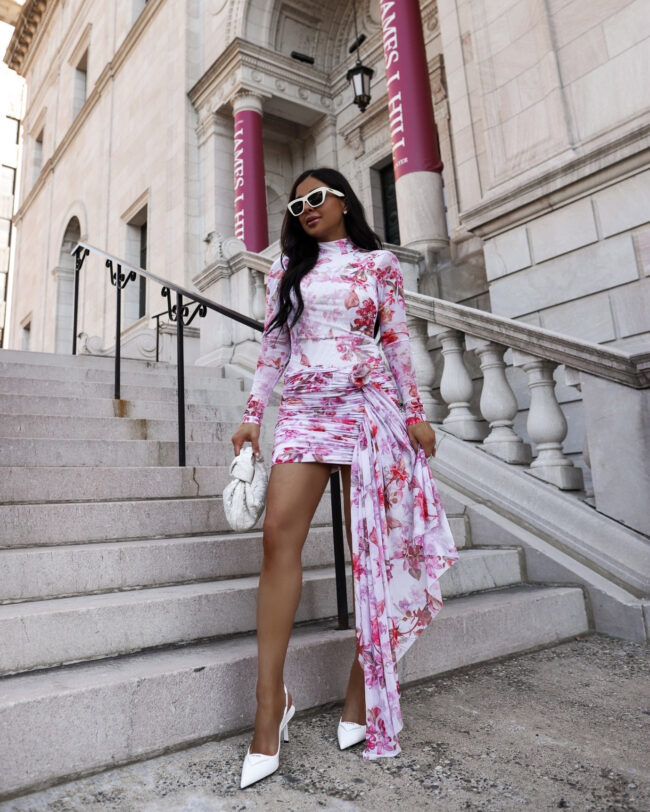 fashion blogger mia mia mine wearing a patbo floral dress